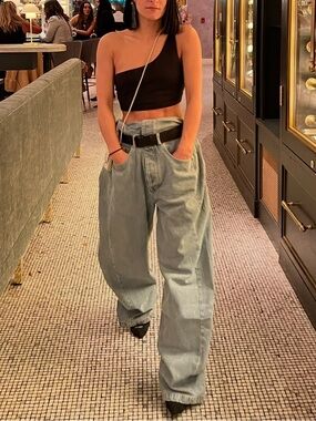 Zara Black One-Shoulder Crop Top